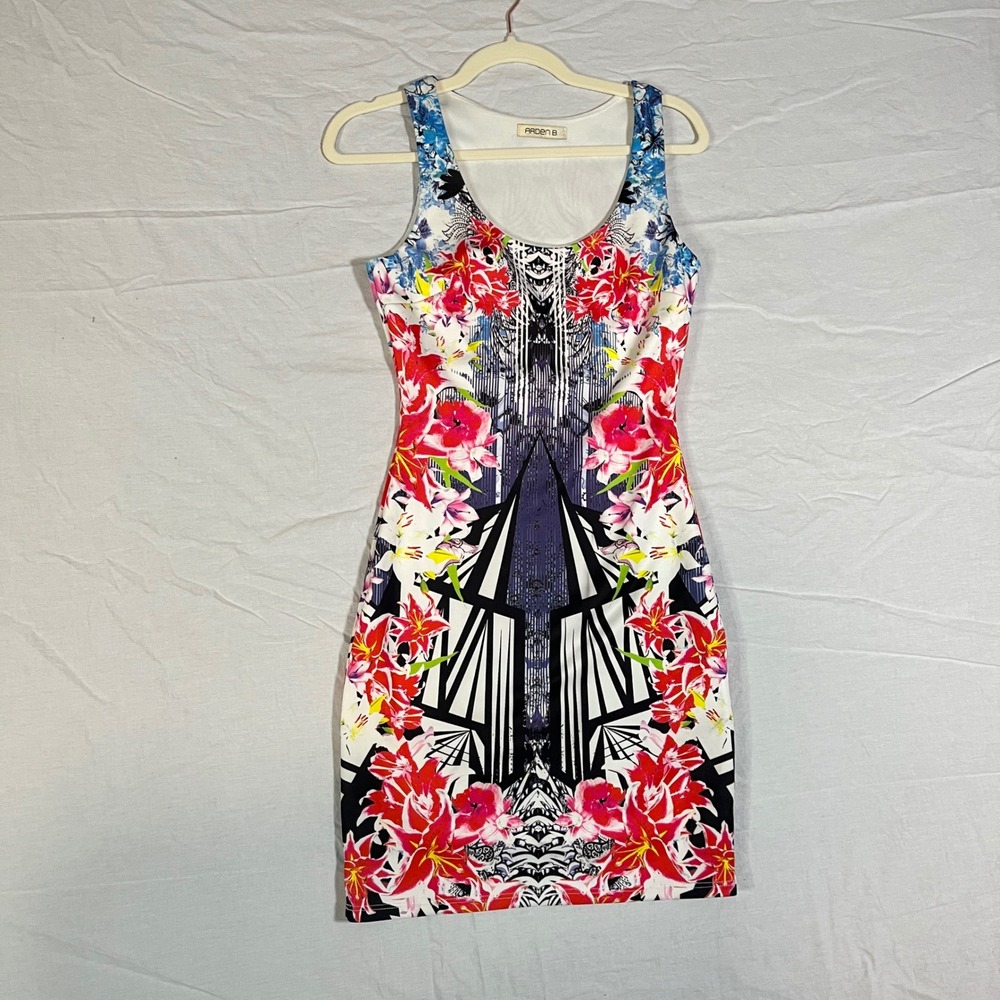 Arden B Y2K Womens Floral Geometric Print Bodycon Mini Dress Multicolor Size S
